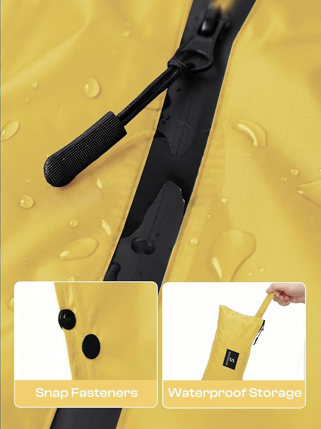 SaphiRose Lightweight Waterproof Rain Poncho for Adults with Hood Portable Rainwear for Outdoor