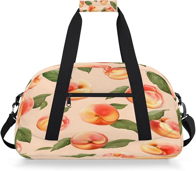 Gym Bag for Women Men, Peach Pattern Travel Duffle Bags for Dance Ballet Overnight, Carry-On Weekender Bag with Detachable Shoulder Strap