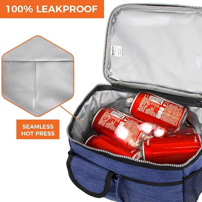 OPUX Lunch Box for Men, Adult Lunch Box Cooler, Insulated Lunch Bag Women, Dual Compartment Lunchbox for Work, Leakproof Double Decker Lunch Bag, Soft Lunch Pail Tote Boys Girls Kids School, Navy Blue