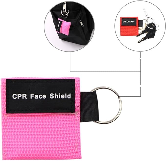 Pack of 5pcs CPR Face Shield Mask Keychain Ring Emergency Kit CPR Face Shields for First Aid or CPR Training (Black-5)