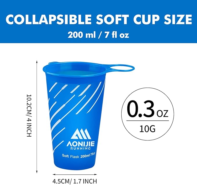 AONIJIE Collapsible Cup 200ml – Foldable Hiking Cup, Ultra Portable Soft Cup for Trail Running, Camping & Travel, Silicone Water Cup for Outdoor Hydration - Dark Blue