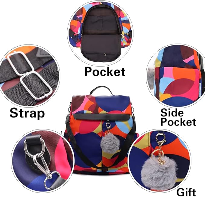 COFIHOME Backpack Purse for Women Mini Anti-theft bag Waterproof Nylon Backpack Stylish Large Capacity Travel Bag