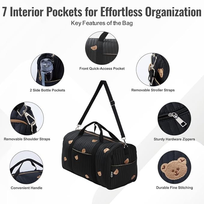 Women’s Travel Duffel Bag – Large Weekender & Overnight Travel Bag with Wet Pocket, Carry-On Friendly, Ideal as Hospital or Maternity Bag for Labor and Delivery