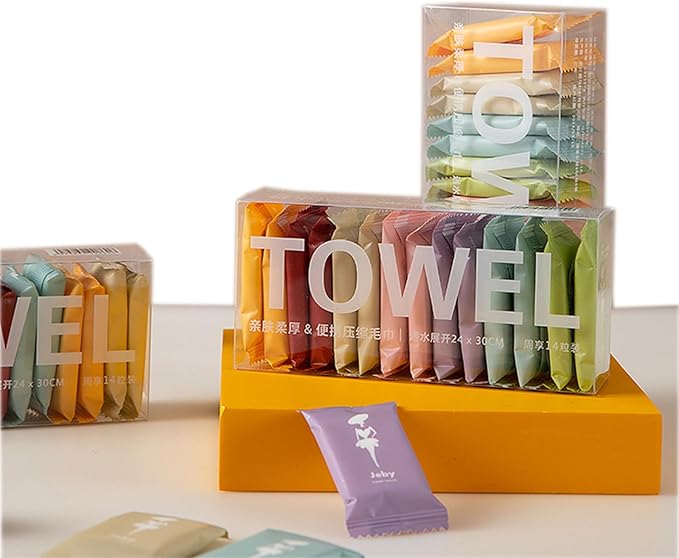 28 Pack Compressed Towels, Disposable Camping Towels - Quick Dry, Compact, Reusable; Portable Travel Towels for Backpacking, Hiking, Gym, Emergency, Survival Kit (9" x 12")