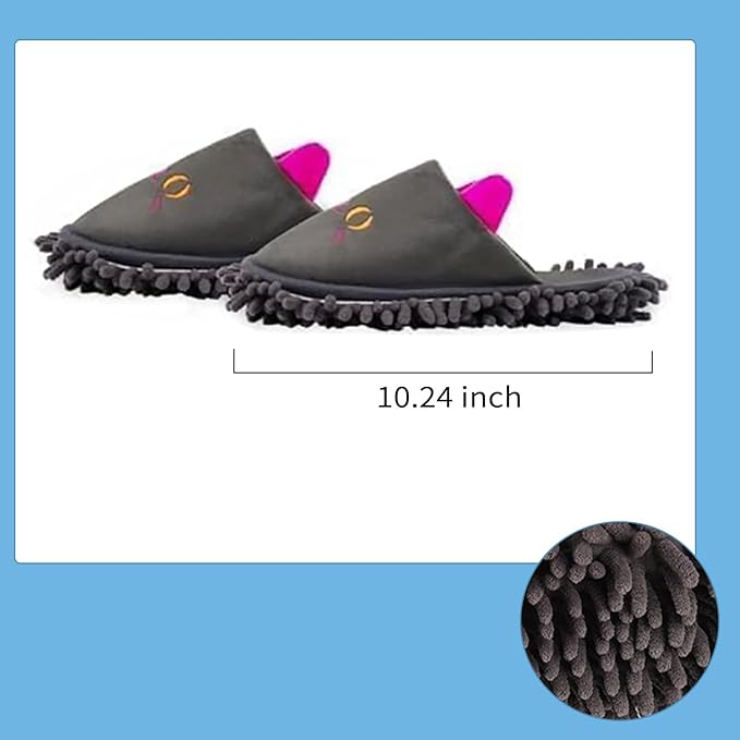 Warm Microfiber Slippers Floor Dust Dirt Hair Mop Slippers Shoes Anti-slip for Bedroom Home (Dark gray)