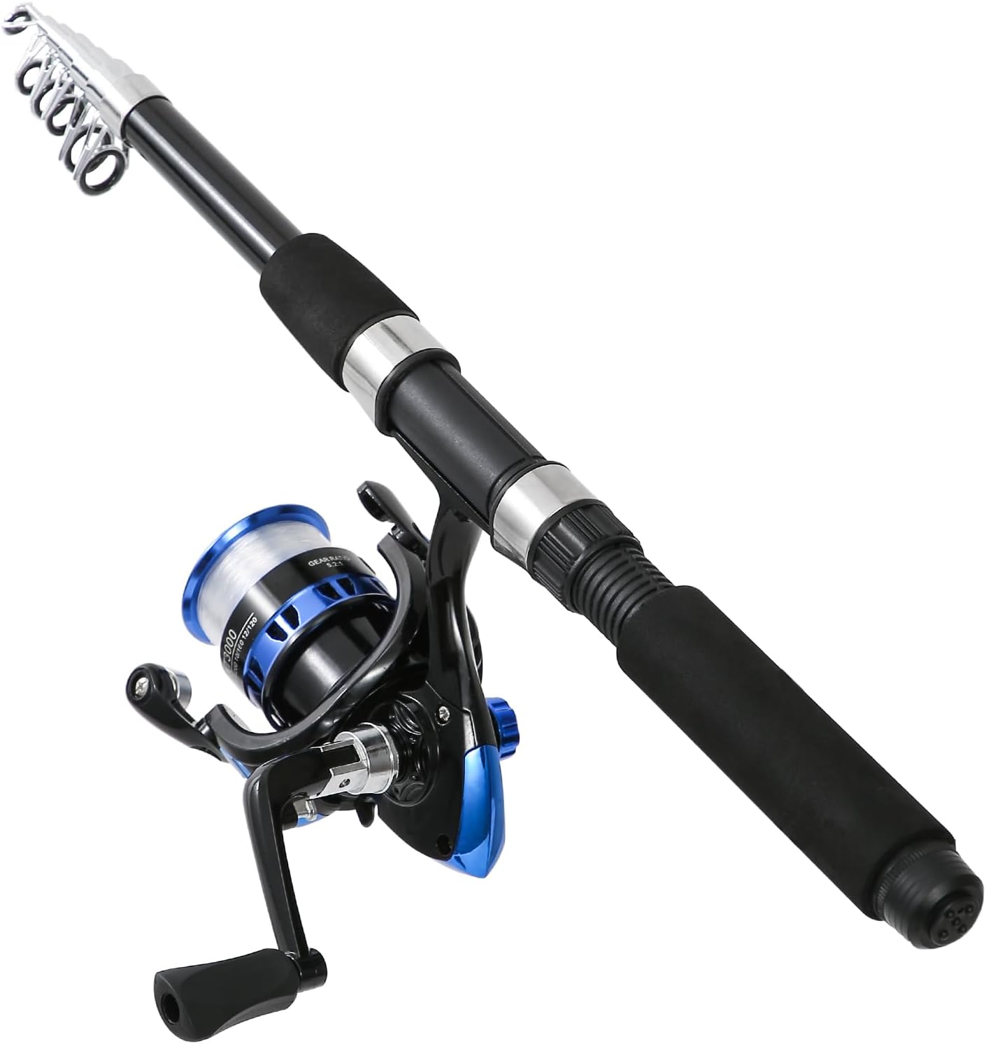 Fishing Rod, 2PCS Telescopic Fishing Rod and Reel Combo with Fishing Pliers and Lip Gripper, Pre-Loaded Spinning Reel Combo, Fishing Pole with Carrier Bag Fishing Gear