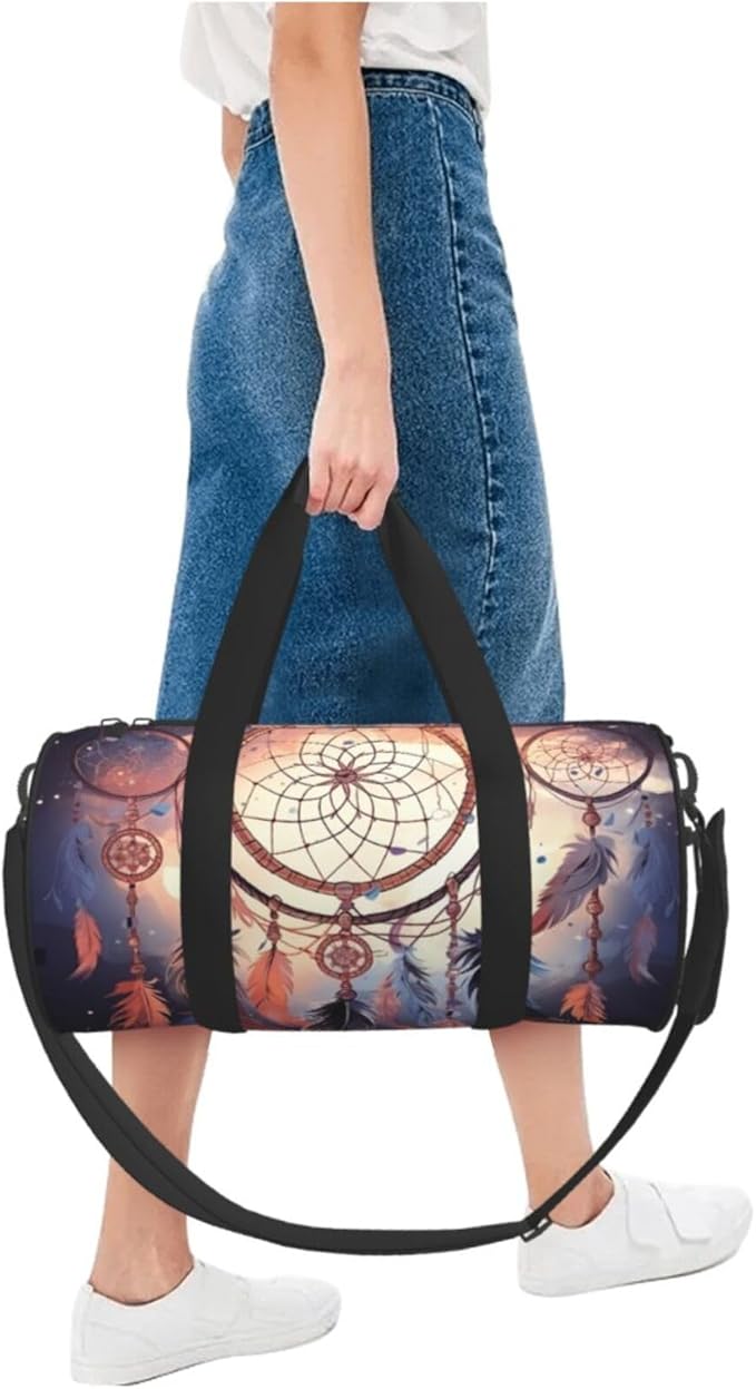 Native American Dream Catcher Sports Gym Bag for Women Men Travel Duffel Bag Tote Weekender Bag Canvas Carry on Overnight Bag for Travel Swimming Fitness Workout Sports Duffle Bag
