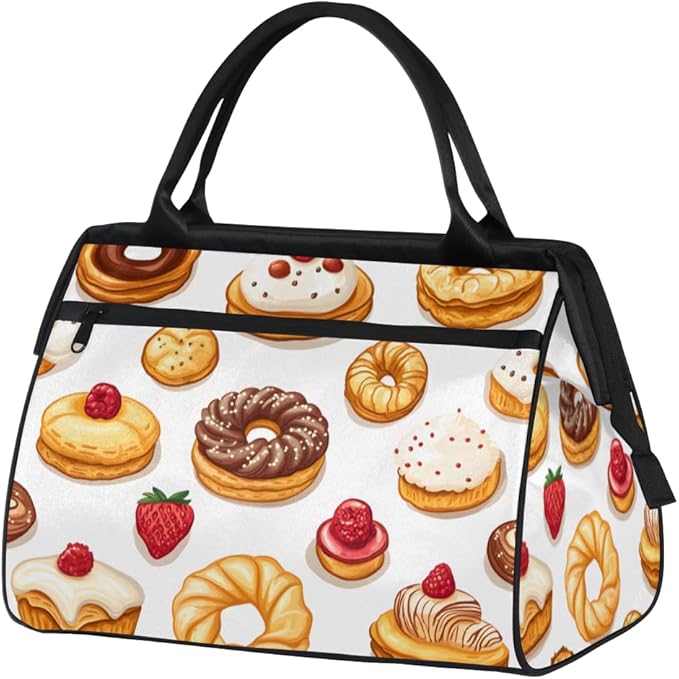 Cute Cake Overnight Weekender Bag for Women Men Travel Duffel Bags Waterproof Luggage Carry on Sports Yoga Gym Bag