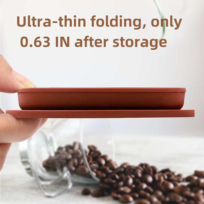 Set of 2 Paperless Collapsible Travel Pour Over Coffee Dripper Kit - Silicone Travel Pour Over Coffee Maker Camping - Collapsible Coffee Filter with Stainless Steel Filter (Brown+Grey)