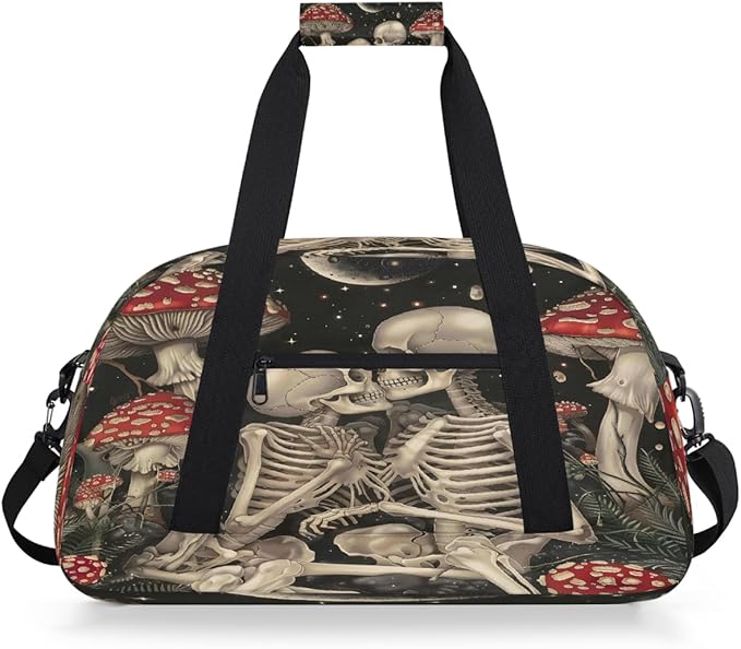 Travel Duffle Bag for travel duffle bag sports Girls Boys Kids Halloween Skull Mushroom Lightweight Overnight Sleepover Weekender Bags Small Dance Gym Sport Bag Teens Carry-On Size Workout Bag