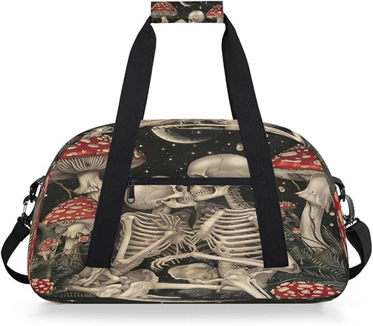 Travel Duffle Bag for travel duffle bag sports Girls Boys Kids Halloween Skull Mushroom Lightweight Overnight Sleepover Weekender Bags Small Dance Gym Sport Bag Teens Carry-On Size Workout Bag