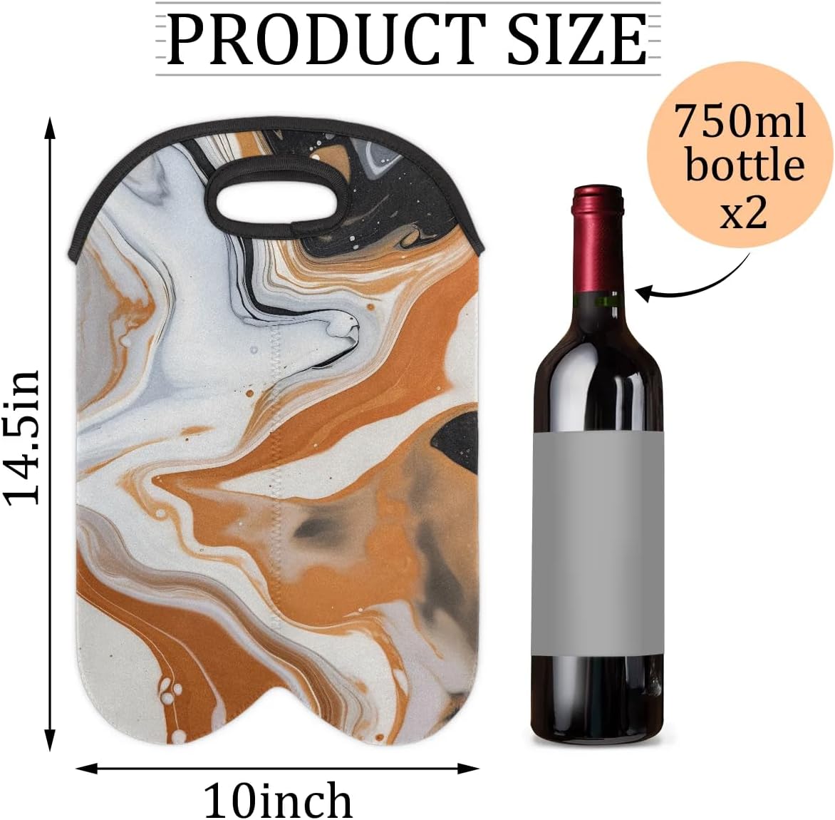 Wine Carrier Tote Personalized Bag for 2 Bottles - Neoprene Wine Bottle Holder with Carry Handle, Wine Protective Bag Insulated Bag Beer Cans Water Bottle Holder for Travel Picnic,Style3
