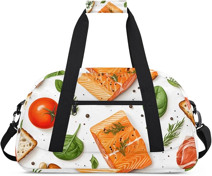 Food - Salmon (1) Kids-Duffel-Bags Gymnastics Dance Bag Carry-On Overnight Travel Gym Lightweight Dance Sports Bags For Girls Boys Kids，