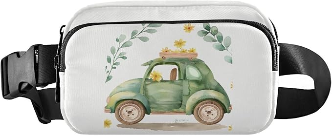 Happy Spring Car Flower Fanny Pack for Women Men Water Resistant Fashion Waist Packs with Adjustable Strap Belt Bag for Travel Workout Jogging Hiking 21218879