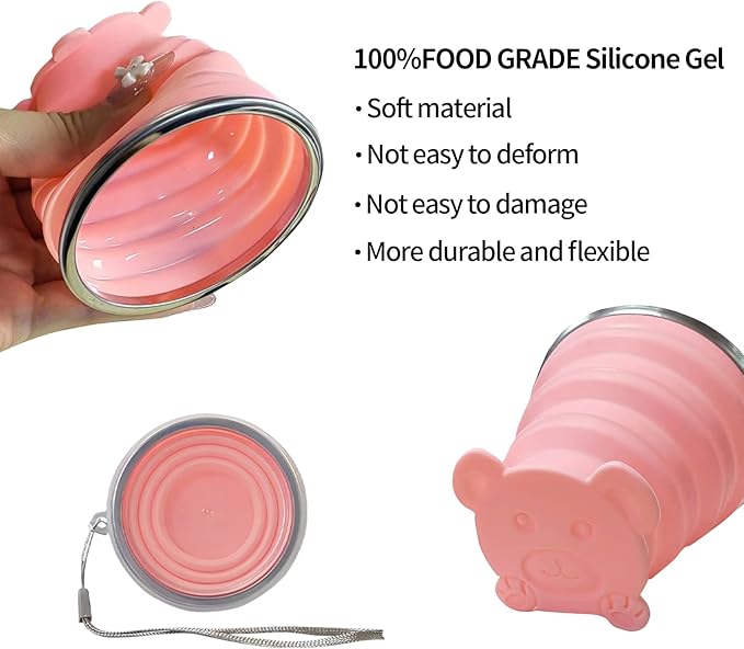 Collapsible Silicone Folding Cup - Lightweight Expandable Drinking Cup - Reusable Portable Mug For Travel, Camping, Hiking, Survival, Picnic, Beach, Holiday, Outdoor Sports
