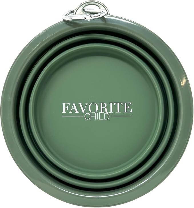 SparkDog Favorite Child Collapsible Dog Bowl, 1000ML (34oz) –XL Food-Grade Silicone Travel Bowl with Sturdy Rim – Extra Large Portable for Dogs & Cats – Great for Pet Lovers (DkGreen)