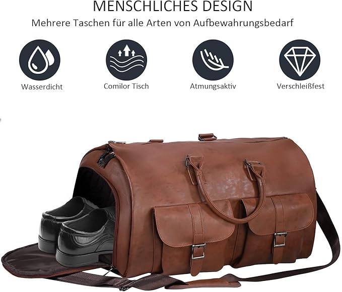 seyfocnia Convertible Travel Garment Bag,Carry on Garment Duffel Bag for Men Women - 2 in 1 Hanging Suitcase Suit Business Travel Bag