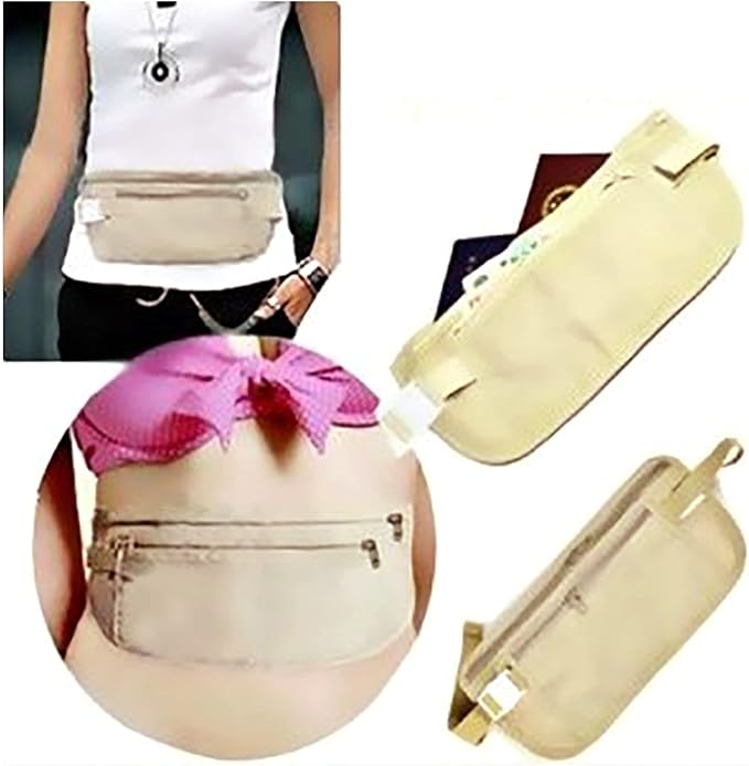 Thin Profile Money Belt Secure Travel Money Belt Bag Blocking Wallets Anti-Theft Passport Pouch Fanny Pack