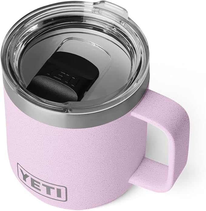YETI Rambler 10 oz Ceramic Lined Stackable Mug, Vacuum Insulated, Stainless Steel with MagSlider Lid, Cherry Blossom