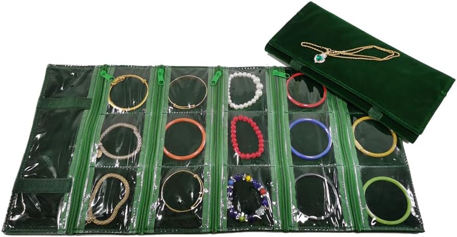 Travel Jewelry Roll Bag Portable Organizer Pouch With Grids&PVC Cover Storage Bags for Necklace, Bracelet, Bracelet,Ring, Badge, Pendant