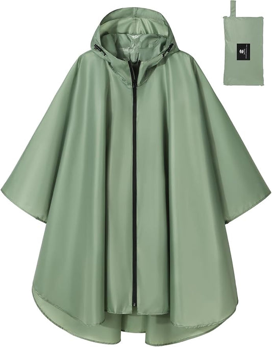 SaphiRose Lightweight Waterproof Rain Poncho for Adults with Hood Portable Rainwear for Outdoor