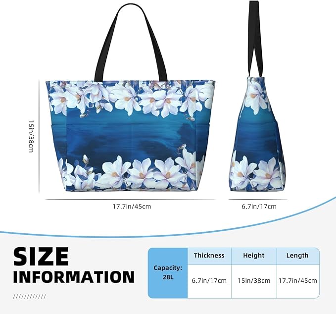 Large Beach Bag for Women Waterproof Foldable Travel Shoulder Tote Bag with Pocket for Weekender Pool Vacation