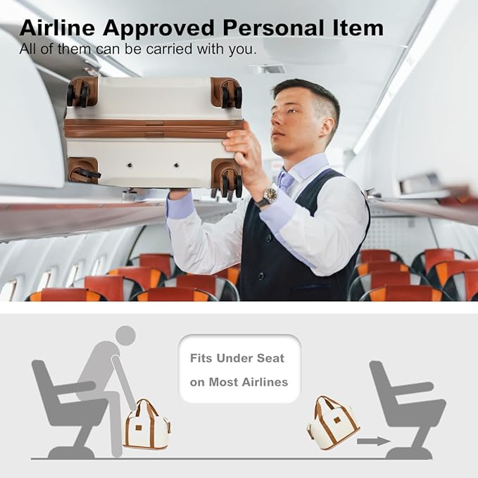 Kono Luggage Set 4 Piece Carry On Hardside Luggage with TSA Lock Spinner Wheels Lightweight PC+ABS Carry On Suitcase Cream White