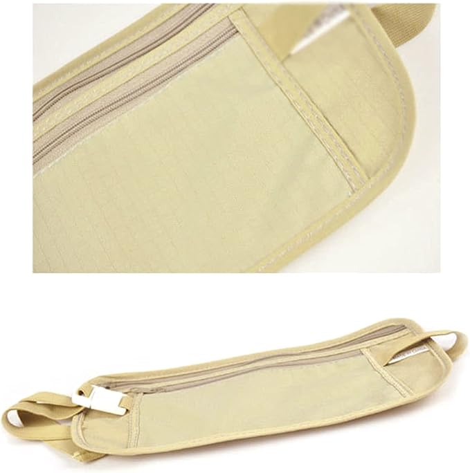 Thin Profile Money Belt Secure Travel Belt Bag Hidden Blocking Wallets Anti-Theft Passport Pouch Pack Small Travel Wall