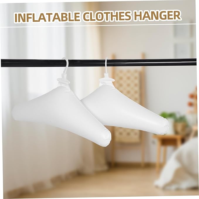 Healifty 3pcs Capacity Inflatable Hangers Foldable Travel Clothes Padded Shoulder Protection Space-Saving Organizer for Home Car