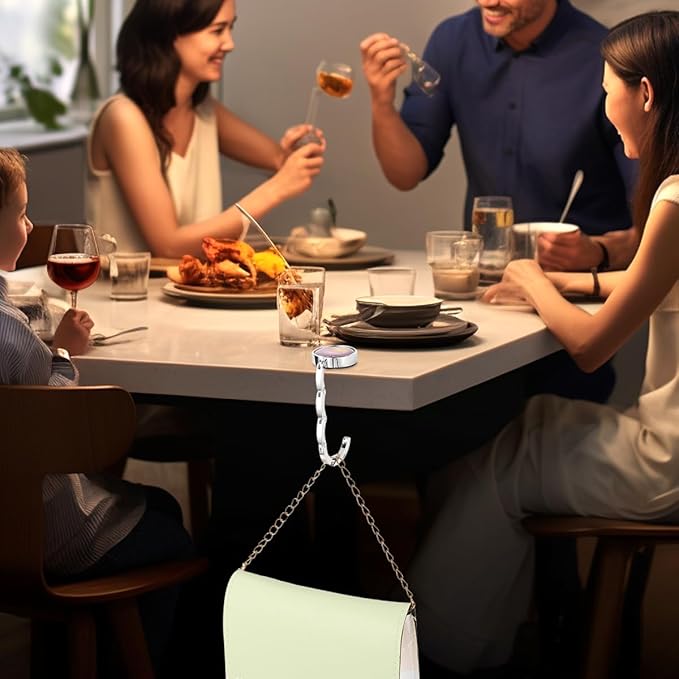Purse Hook for Table, Set of 6 Purse Hanger Foldable Purse Holder Womens Bag Purse Hook for Purse