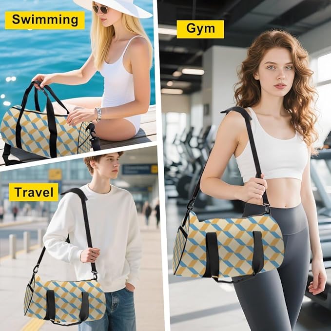 Checker Design Packable Gym Duffle Bag For Men Women Oxford Tote Bags Adjustable Shoulder Strap, Convertible Carry Backpack Cute Duffel Bag For Pilates Training Gym Must Haves Woman