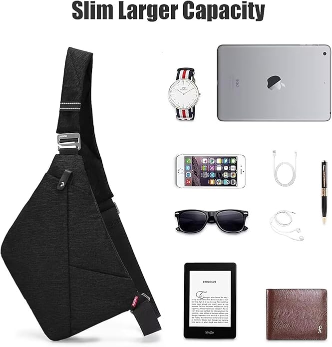 Crossbody Sling Bag, Water-Resistant Anti Theft Chest Pack, Minimalist Commuter Daypack for Travel Hiking Work