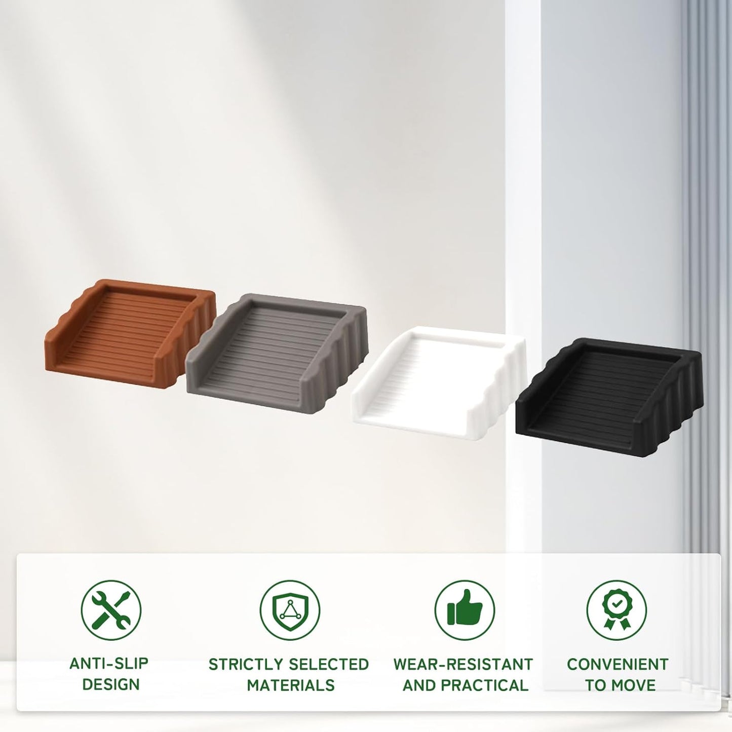 4Pack Door Stoppers Doorstop, Rubber Door Stoppers Wedge, Doors Stops for Door, Rubber Door Stopper Wedge, 4 Colors Door Stop