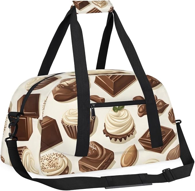 Black And White Chocolate Kids-Duffel-Bags Gymnastics Dance Bag Carry-On Overnight Travel Gym Lightweight Dance Sports Bags For Girls Boys Kids，