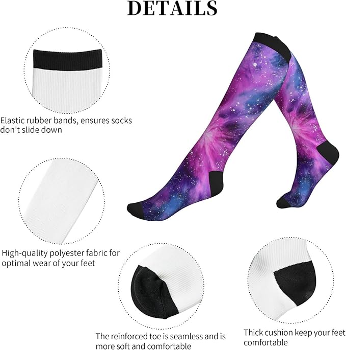 Compression Socks Knee High Circulation Support Socks For Women Men Athletic Running Work Hiking Cycling Travel