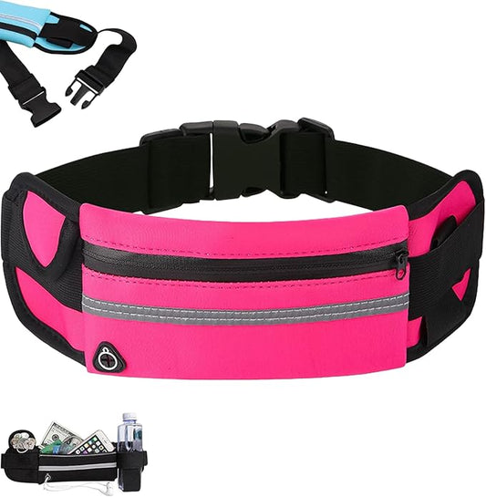 Anti-Theft Invisible Waist Bag, Anti-Theft Money Belt Multifunctional Outdoor Sports Waist Bag with Water Bottle Strap (Rose Red)