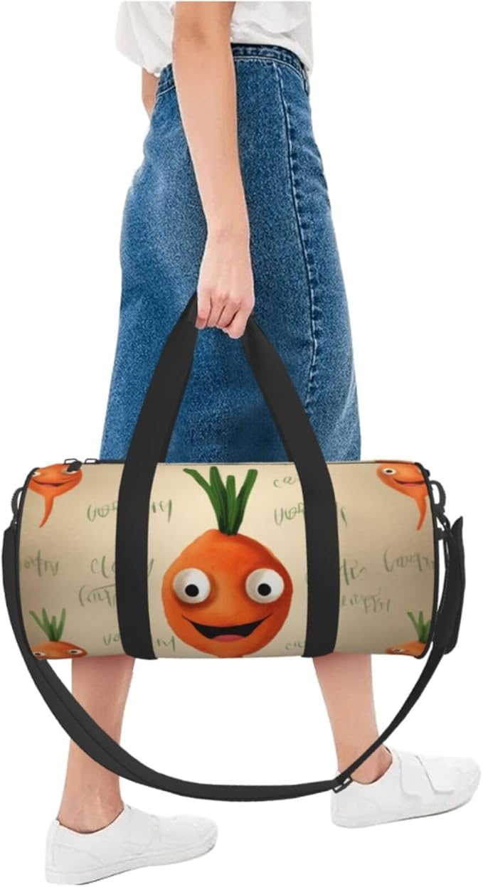 Happy carrot Printed Sports Gym Bag for Men Women Foldable Duffel Bag Carry On Weekender Bag for Travel Sports