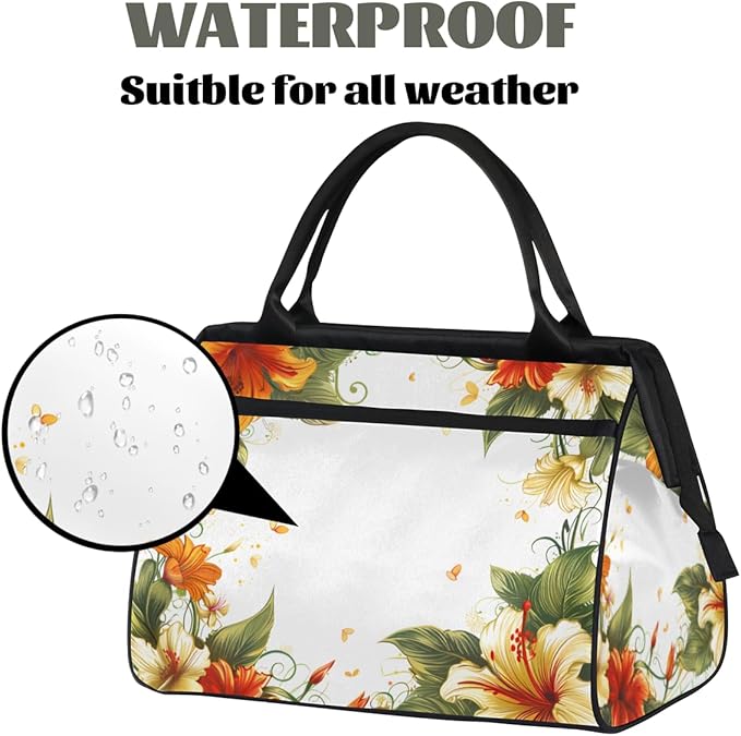 Farmhouse Rustic Floral Overnight Weekender Bag for Women Men Travel Duffel Bags Waterproof Luggage Carry on Sports Yoga Gym Bag