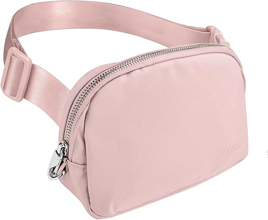 Fanny Packs Anti Theft for Women Travel, Small Belt Bag, Cute Waist Everywhere Pack for Cross Body with Adjustable Strap & Back Pocket for Teens Vacation, Workout - Pink