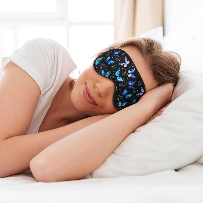 Butterflies Sleep Mask Breathable Soft Eye Mask for Sleep for Women Men Lightweight Eye Cover for Travel, Night Work, Nap, Office