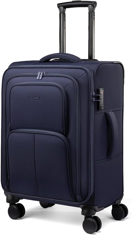 LOVEVOOK Medium Checked Luggage, 24 Inch Softside Suitcases with Spinner Wheels, Lightweight Suitcase with TSA Lock for Women Men, Large Luggage for Travel Business Trip