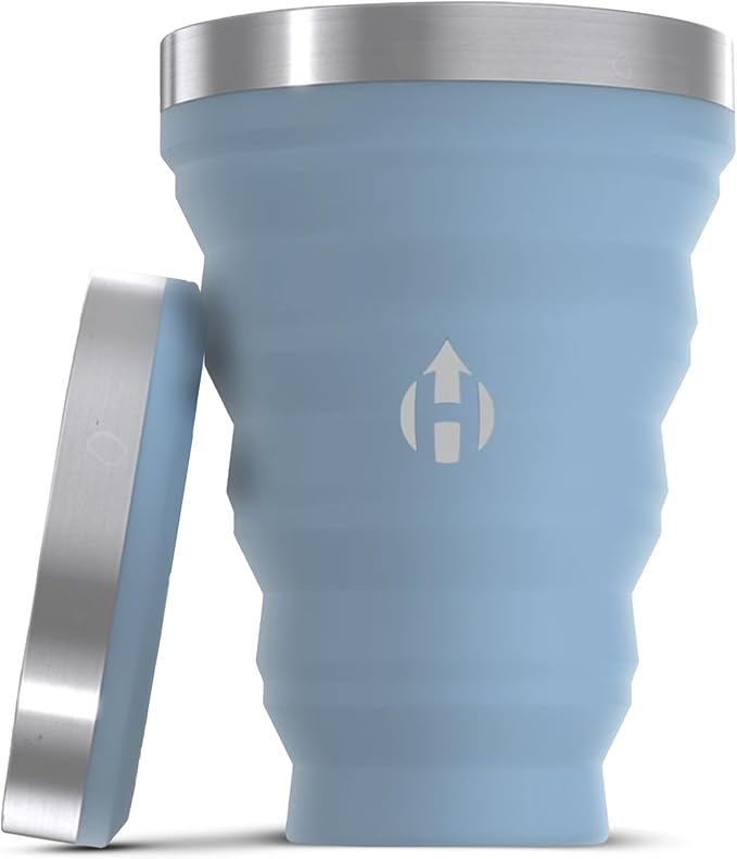HYDAWAY - Collapsible Cup 16oz - BPA-Free Silicone, Stainless Steel Rim, Reusable, Reusable, Packable, and Durable for Camping, Travel & Everyday Use