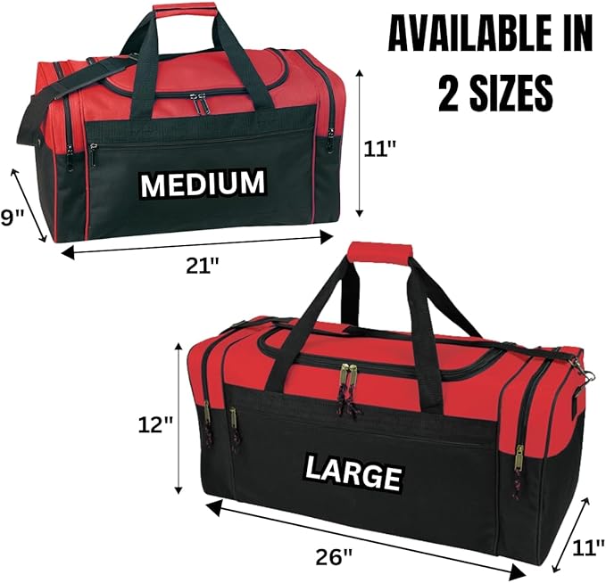 Custom Logo/Text Duffel Bag - Gym Travel Bag – Small & Large Sizes – Sports, Overnight, Team Bag with Shoulder Strap