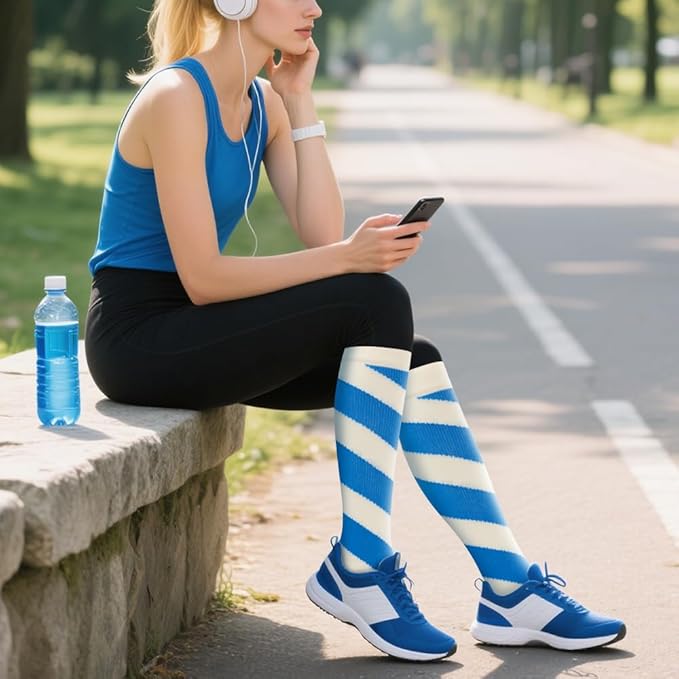 fenglaoda 3 Pairs Compression Socks for Women & Men Knee High Nurse Pregnant Cute Medical Running Travel Athletic