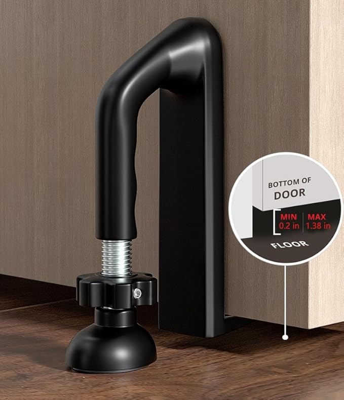 Portable Door Lock for Travel,Door Stopper Security for Hotels/Apartments - Reinforced Locking Device for Extra Safety for Women, Solo Travelers & Kids. (Black)