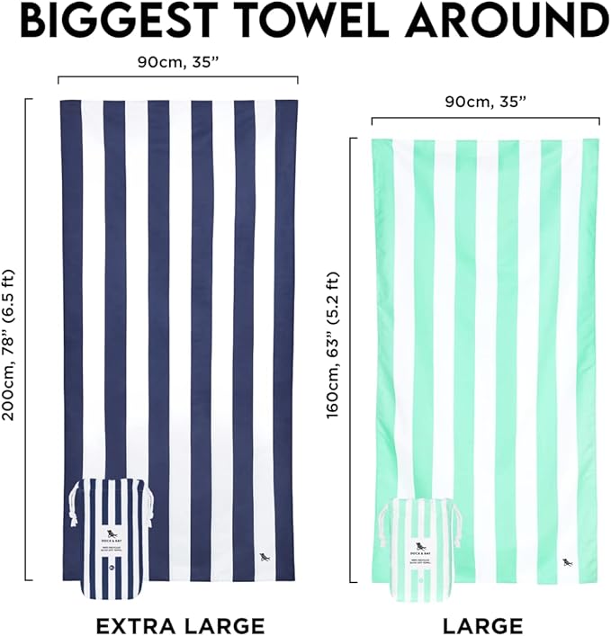 Dock & Bay Customized Beach Towel - Quick Dry, Sand Free - Compact, Lightweight - 100% Recycled - Includes Bag - Cabana - Boracay Yellow - Large