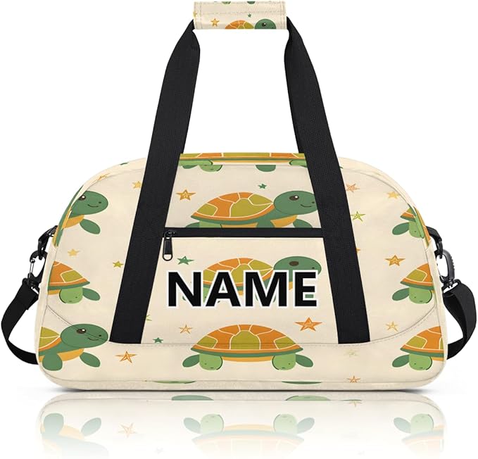 Turtle Mini Gym Bag 18 inch for Women Men Waterproof Custom Cute Travel Duffel Bag Carry On Overnight Tote Nurse Bag for Work Fitness Hiking