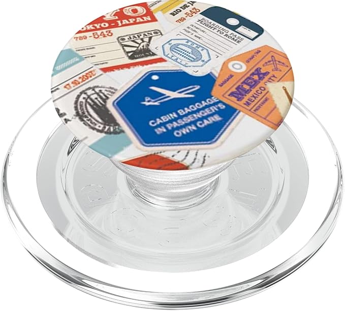 Boarding Pass Travel Stamps Airline Tags PopSockets PopGrip for MagSafe