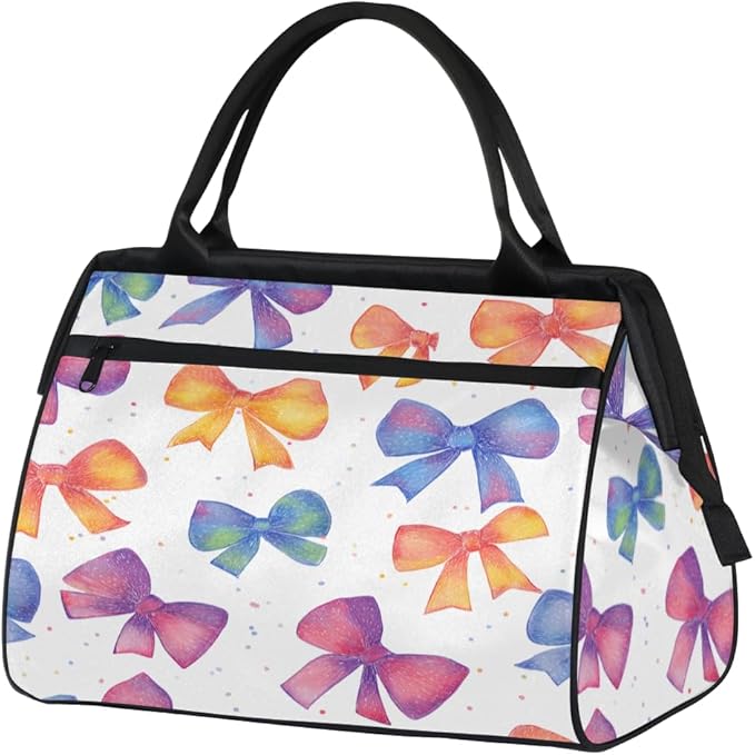 Colorful Bow Tie Overnight Weekender Bag for Women Men Travel Duffel Bags Waterproof Luggage Carry on Sports Yoga Gym Bag