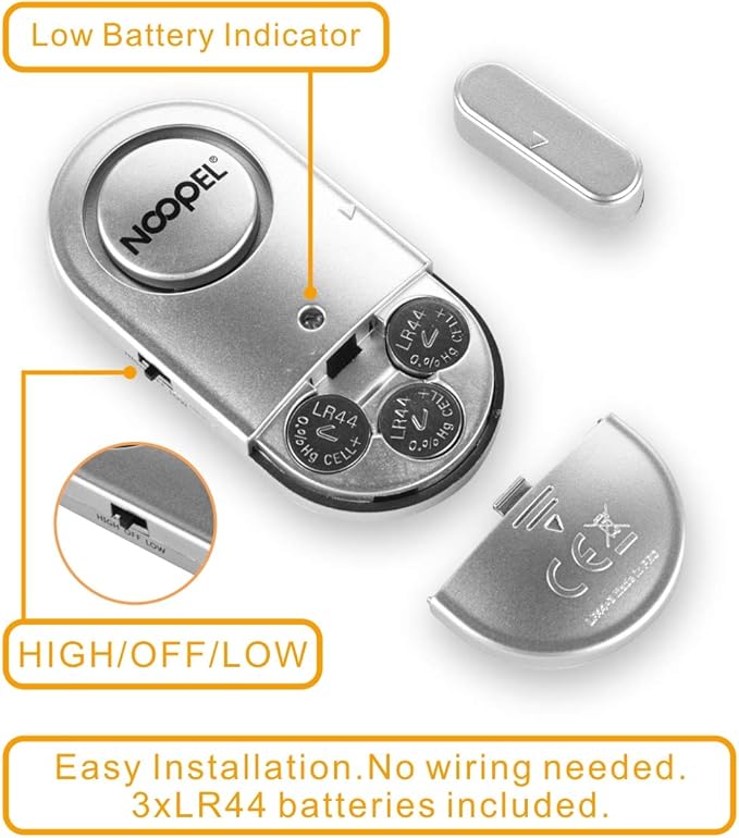 Door Alarms When Opened 4 Pack, New Version with Two Volume Levels, NOOPEL Window Alarm Sensors for Kids Safety Burglar Intruder Entry Alert, DIY Home Security, Battery Operated